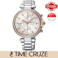 [Time Cruze] Seiko SNDV44 Chronograph Quartz Swarovski Crystals Stainless Steel White Dial Women Watch SNDV44P1 SNDV44P