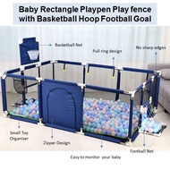 Playpen Play Fence Baby Children Safety Barrier with Basketball Hoop &amp; Football Goal Permainan Pagar Bola Kanak-Kanak