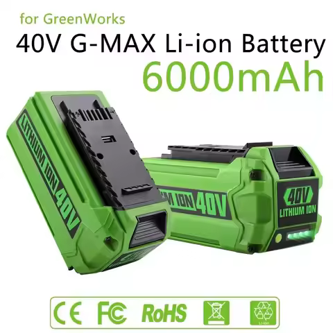 For Greenworks 40V Batteries 6Ah GreenWorks G-MAX Li-ion Battery Manufacturer Replacement Battery fo