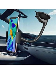 長臂汽車擋風玻璃手機支架,360°可旋轉吸盤固定在儀表板上
