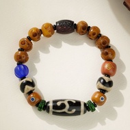 [Budala Palace] Beef Bone Three-Eyed Dzi Bead Bracelet Cinnabar Year of the Horse 2026 Niche Men's H