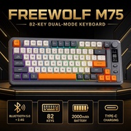 FREEWOLF M75 Dual Mode Wireless Keyboard 82 Keys Compact Layout Bluetooth 5.0+2.4G 2000mAh Battery T