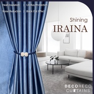 Langsir Iraina 80% Blackout Warna Biru 3D Amboss Corak Ready Stock Hook ( Cangkuk ) / Ring Tingkap