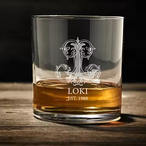 Personalized Whiskey Glass, Engraved Custom Whiskey Glass for Christmas Gift for Him, Wedding Annive
