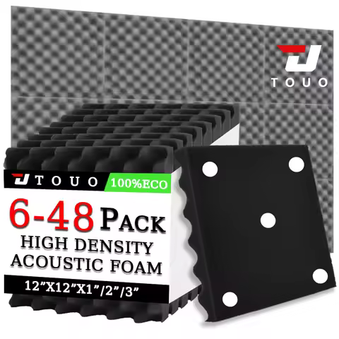 TOUO Acoustic Foam Panels for Podcast Studio Wall with Egg Crate 12"x12"x1/2/3" Sound Treatment