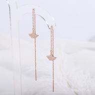Apricot Line Apricot Leaf Female Japanese Korean Earrings Long Skirt Ginkgo Sweet s999 Earrings Whol