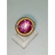 [✅Promo] Cincin Perak Natural Pinkish Red Star Ruby Mozambique Oval
