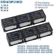 10Pcs/lot Relays 5V 12V 24V DC HF32FA -G- 005 012 024 - ZS1 -ZS2- HSL1 -HSL2 4PIN 5Pin 3A 5A 10A 1H 
