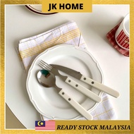 JK HOME  Vintage Cutlery Set Ivory White | READY STOCK