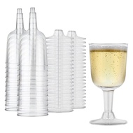 ReadyStock-Clear Plastic Wine Glass Recyclable - Shatterproof Wine Goblet - Disposable & Reusable Cu