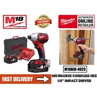 Milwaukee M18BID-402C 18V Cordless Impact Driver/ Battery Impact Wrench c/w 2 nos 4.0AH Battieries a