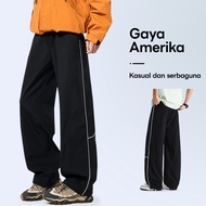 Men's Chinos Long Pants Men's Baggy Pants y2k Side PocketADA Contrast Line Design Elastic Drawstring