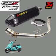 ท่อแต่ง akrapovic gpx tuscany 150 ตรงรุ่น ครบชุด เสียงแน่นทุ้ม ไม่แตกในรอบสูง รับประกันสินค้า1ปี เคฟ