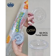 22 oz MAHKOTA Plastic Cups 50 Pcs 8 Grams + Lid | Iced Tea Drink Cup