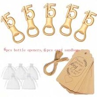 12pcs Gold Bottle Openers For 15th, 16th, 18th, 21st Birthday Party Gifts Or Souvenirs, Also Popular