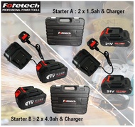 FORETECH 21V STARTER PACK WITH 2 X LI-ION BATTERY &amp; 1 CHARGER