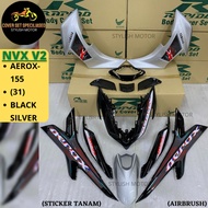 (STICKER TANAM/AIRBRUSH) RAPIDO COVER SET YAMAHA NVX V2 AEROX-155 (31) BLACK SILVER