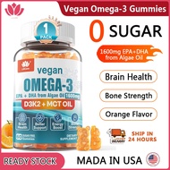 LILICARE 4-in-1 Sugar Free Omega 3 Gummies Supplements 1280mg + Vitamin D3 K2, Vegan Omega 3 Fish Oi