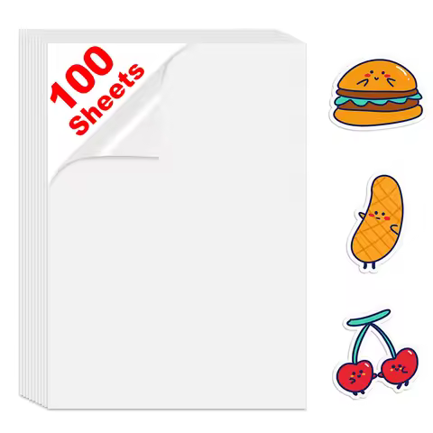 100 Sheets Printable Vinyl Sticker Paper Matte White A4 Paper Self Adhesive Label Sticker for Inkjet