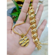 Suasa 18K Gold Neck Chain + Hand Chain Set