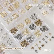 Hot Sale 12 Grid Box Mixed Style Manicure Accessories Butterfly Crow Heart Cross Streamer Bow Specia