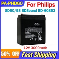 12V 3000mAh PA-PHD60 Lithium Battery for Philips SD60/93 BDSound BD-H0863 Outdoor Speaker Batteries 