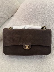 Chanel  32cm CF 機場包啡色麂皮