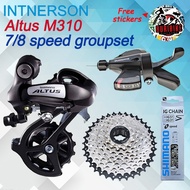 SHlMANO Altus 8 speed Groupset MTB M310 shifter 7/8 speed RD MTB collocation cogs 7 speed Groupset