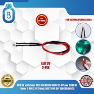 LED 3V with 5inc PRE-SOLDERED WIRE (1-PC per ORDER), 5mm 2-PIN 2.1V 20mA, BEST FOR DIY ELECTRONICS