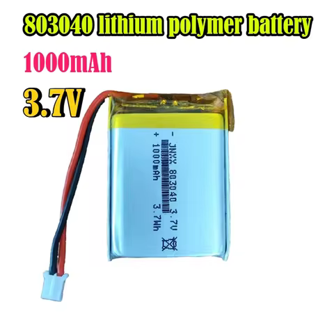 803040 polymer soft pack lithium battery 3.7V 1000mAh large capacity suitable for mobile power suppl
