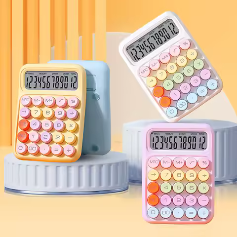 NEW Kawaii Calculator Cartoon Candy Colour Silent Mechanical Keyboard Desktop Financial and Accounti