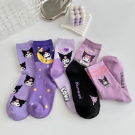 5 pairs kuromi mid cut cotton socks teen adult women