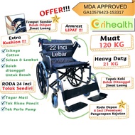 Heavy Duty 22-Inch Bariatric Wheelchair with Extra Wide Seat and Flip-Up Armrest - MDA Approved -22