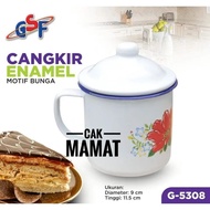 Mug enamel + tutup bunga 8cm & 10cm