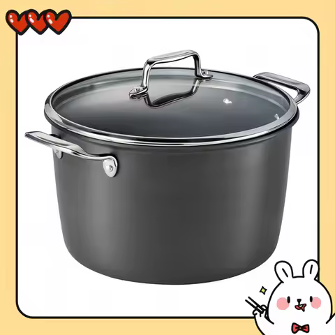 8QT Nonstick Stock Pot, Hard Anodized Aluminum, Stainless Steel Handles, Oven Safe 350°F, All Cookto