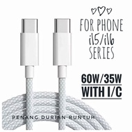 Gred 1:1 PD Cable With I/C 60W/35W/20W USB C - USB C CC For Phone 15 16 17 Pro