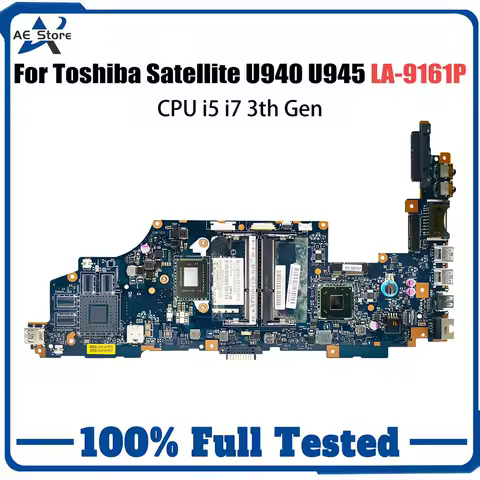 For Toshiba Satellite U945 U940 Mainboard Laptop Motherboard LA-9161P i3 i5 i7 Original HighQuality 