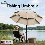 【CampVibe】 Fishing Umbrella Adjustable Payung Mancing Beach Besar Portable 360° Camp Patio Umbrella