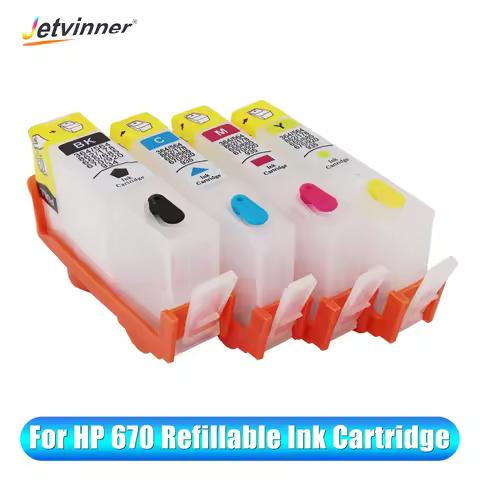 Refillable Ink Cartridge For HP 670 Ink Cartridge 4 color with ARC Chip For HP 670 Deskjet 3525 4615