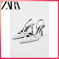 ZARA 24 new summer women's shoes, high heels with cracked pattern effect