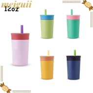 MEIGUII Toddler Cup with Straw, Stainless Steel Spill Resistant Kids Water Bottle, Easy To Clean 12 