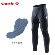 Santic กางเกงปั่นจักรยานสำหรับผู้ชาย แผ่นรอง 4D ระบายอากาศ แห้งเร็ว มีแถบสะท้อนแสงพร้อมกระเป๋าซิป KM