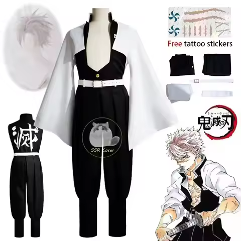 A Litter Of Bears Anime Sanemi Shinazugawa Demon Slayer Cosplay Costume Uniform Wig Kimetsu No Yaiba