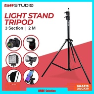 TaffSTUDIO Portable Tripod Lighting Stand 2M for Studio Lighting