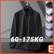 [XL-10XL] Plus Size Shirt Men Baju Kemeja Lelaki Lengan Panjang Saiz Besar Korean Plain Long Sleeve 