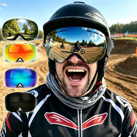 Motorcycle Off-Road Goggles, Cycling Goggles for Large Spherical Riding Goggles, Frameless Myopia-Co