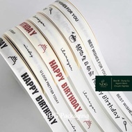 2cm Ribbon Printed with I Love You, Happy Birthday, Thank You – Cream White NDG PACKAGING