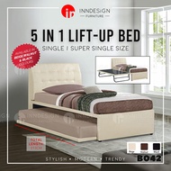 5 IN 1 LIFT UP BED / PULL OUT BED WITH ADD ON MATTRESS AVALABLE [SINGLE /SUPER SINGLE]