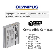 OLYMPUS Li-92B RECHARGABLE LITHIUM ION BATTERY 3.6V 1350 Mah (1 YEARS WARRANTY)