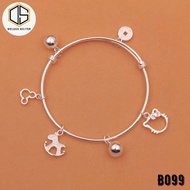 BABY/KIDS 925 Pure Silver Sterling Silver Bell Charm Bangle Bracelet 儿童/婴儿/小孩 纯银米奇木马宝宝铃铛手镯 Perak Gelang Tangan Budak